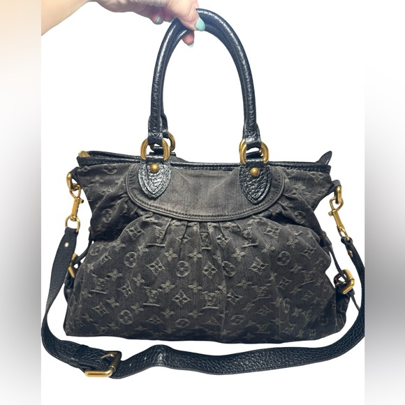 SOLD Louis Vuitton Neo Cabby Black Denim Tote/Shoulder Bag W/COA - Picture 1 of 14